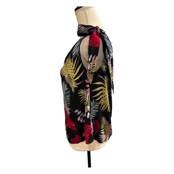 Laqeyko Womens XL Floral Tropical Top Tie Shoulder Bright Colorful Vacation - Picture 4 of 10